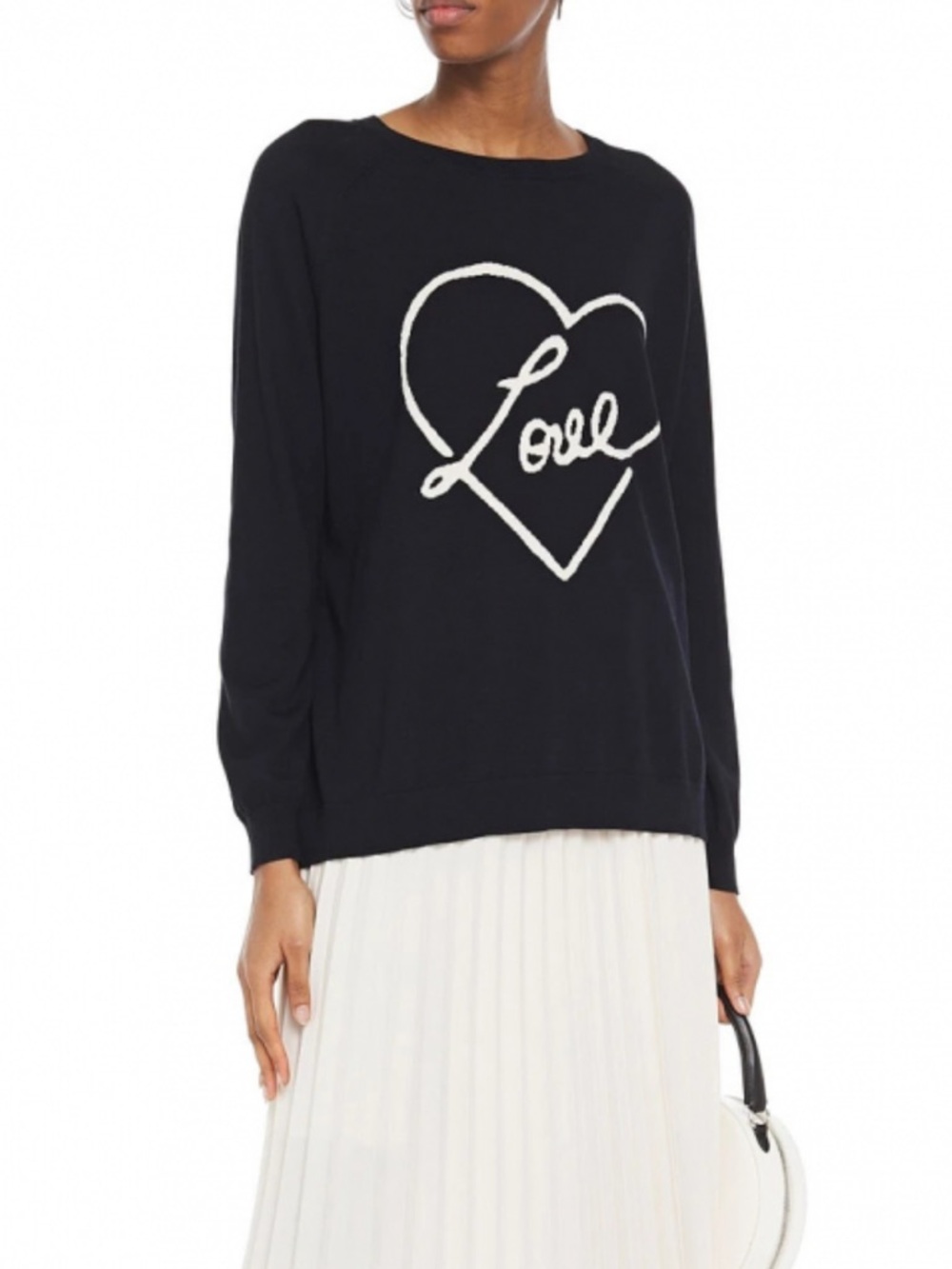 Chinti & Parker Navy Sweater with Cream 'Love' Heart